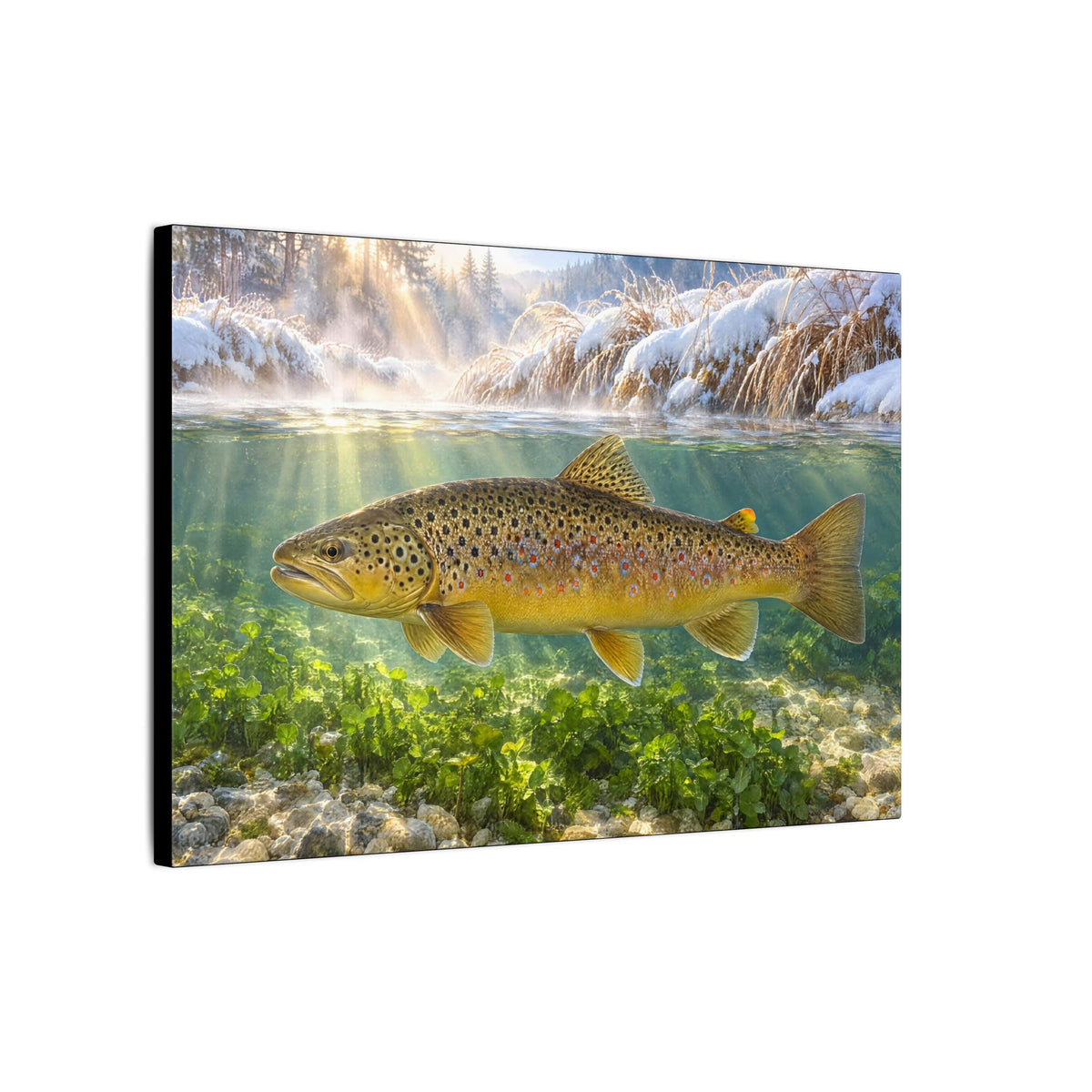 Winter Spring Creek Brown Trout canvas side angle