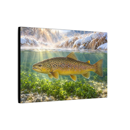 Winter Spring Creek Brown Trout canvas side angle