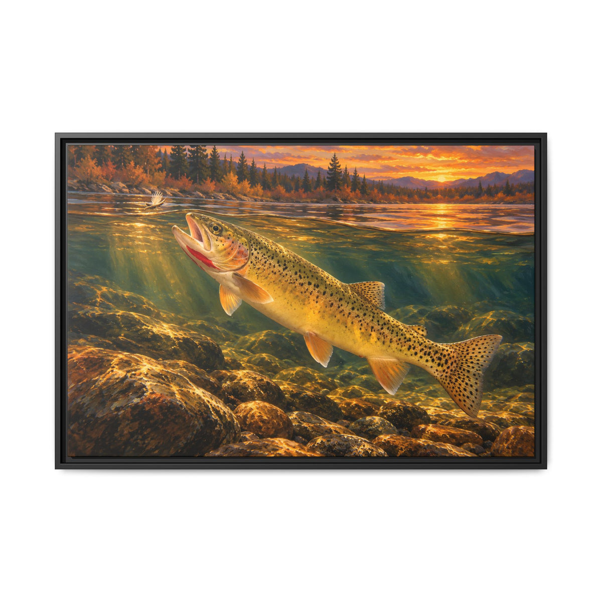 Red Throat at Dusk Cutthroat Trout framed canvas, 36x24 size view