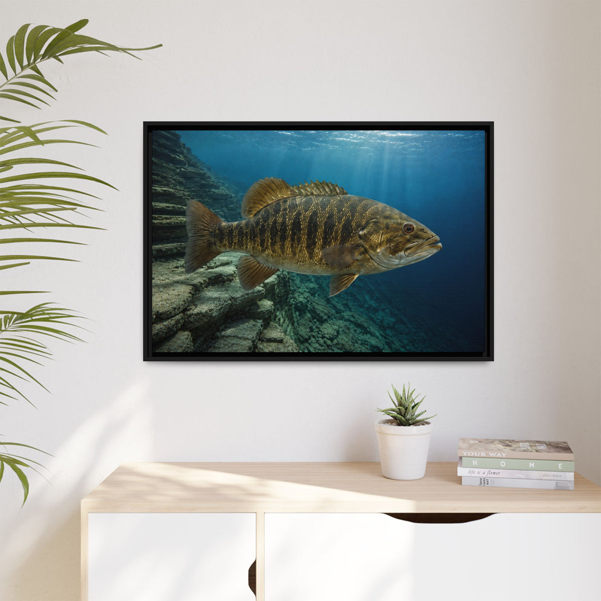 Deep Structure Smallmouth Bass framed canvas wall art, view 5