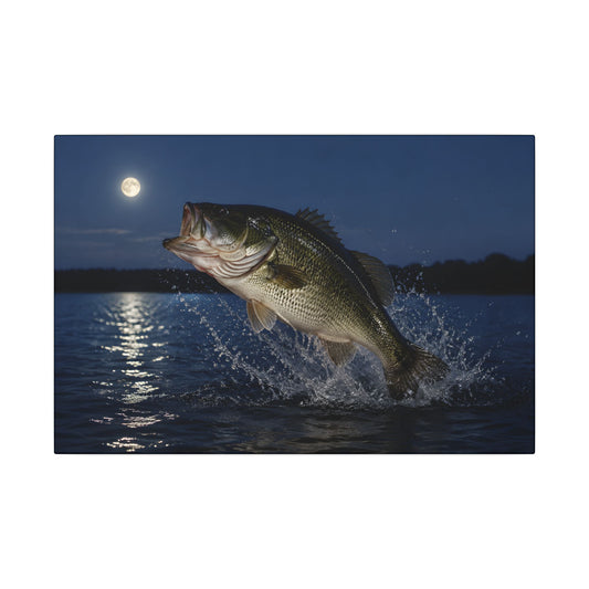 Moonlit Jump Largemouth Bass canvas, 18x12 size view