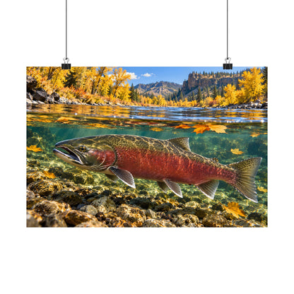 Clearwater Fall Coho Salmon poster wall art, 18x12 size view