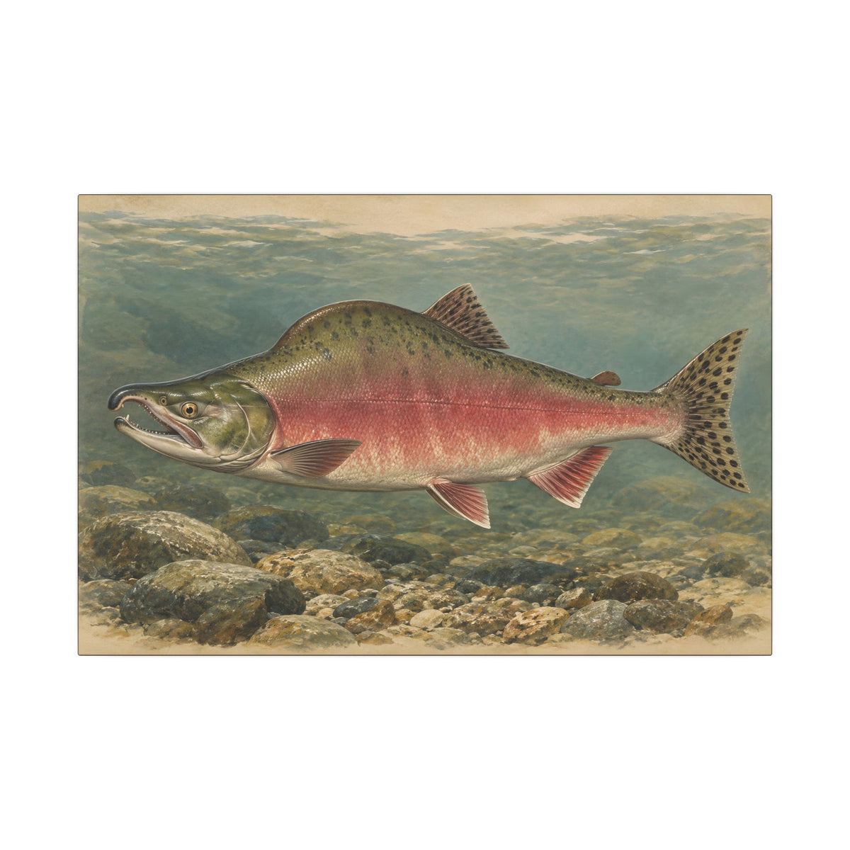 Riverbed Study Pink Salmon canvas wall art, view 2