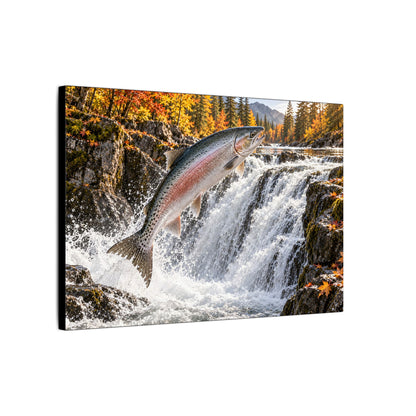 Autumn Falls Leap Salmon canvas wall art, view 4