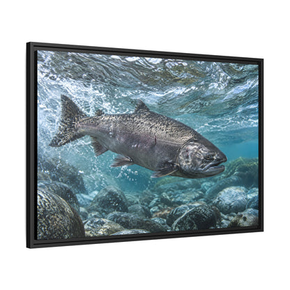 Leap of the King Chinook Salmon framed canvas wall art, view 4