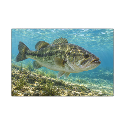 Aqua After the Wind Largemouth Bass canvas, 18x12 size view