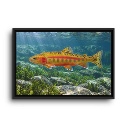 Gliding Through Sierra Waters Golden Trout framed canvas wall art, view 2