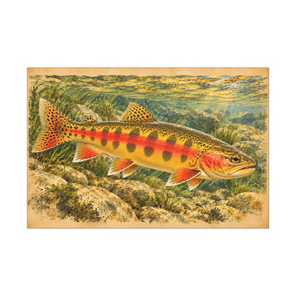 Vintage Underwater Portrait Golden Trout canvas wall art, view 3