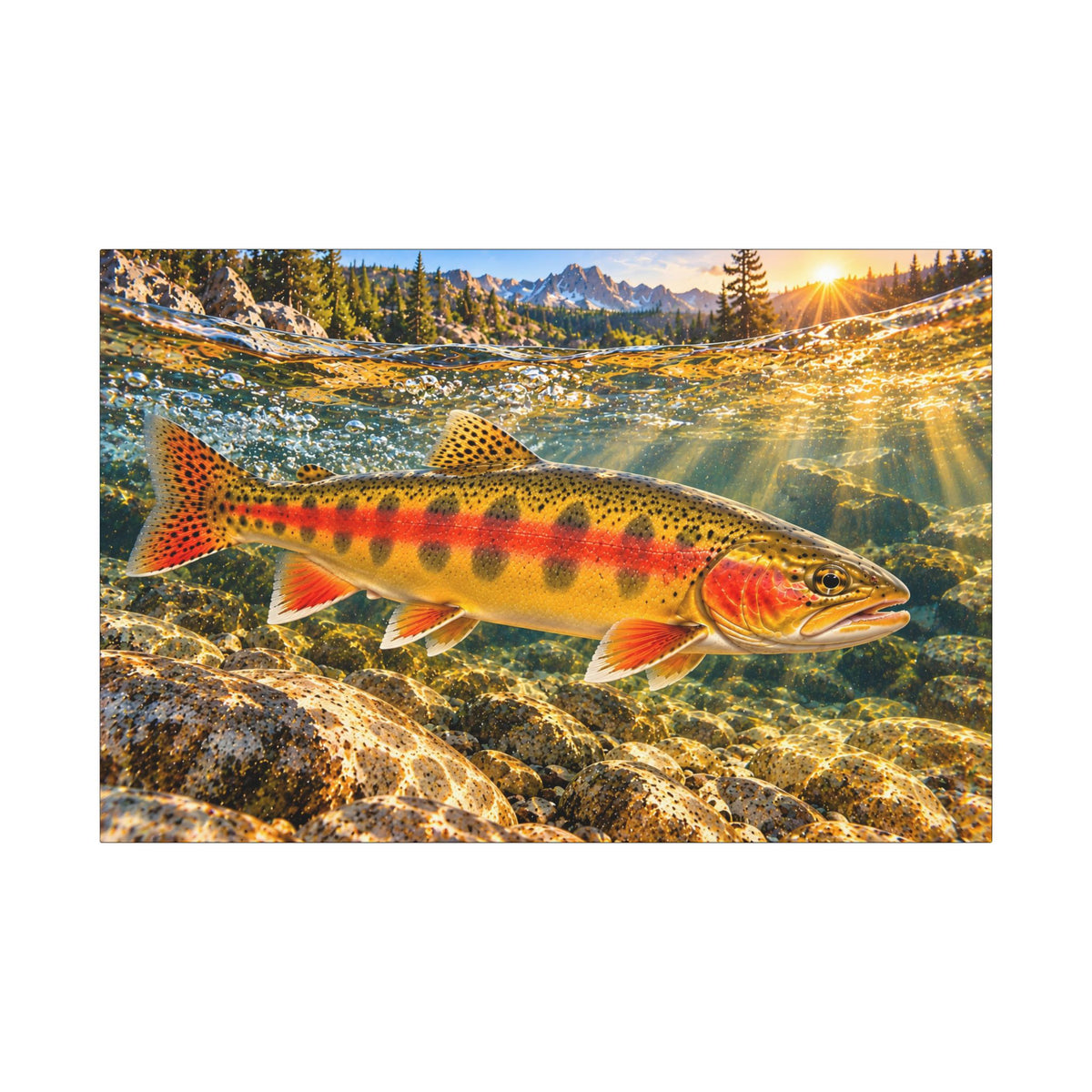 Mountain Sunrise Golden Trout canvas wall art, view 3