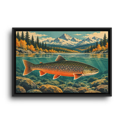 Beneath Autumn Mountains Dolly Varden framed canvas wall art, view 2