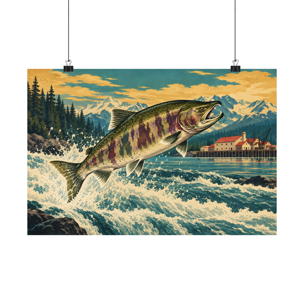 Cannery Leap Chum Salmon poster wall art, view 2