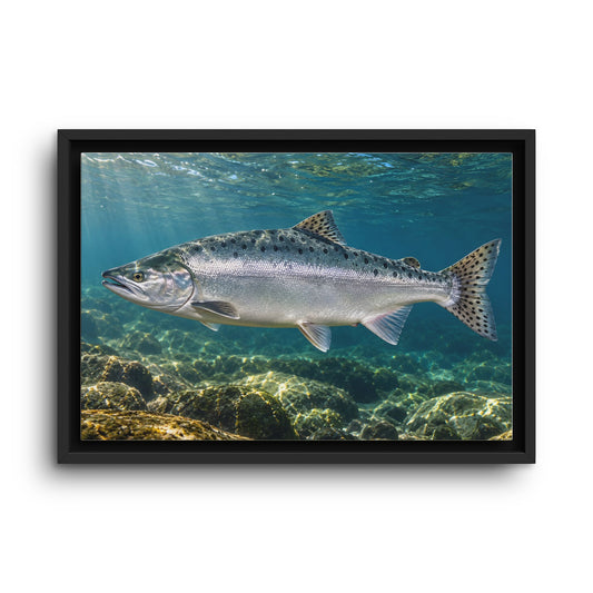 Silver Tide Pink Salmon framed canvas wall art