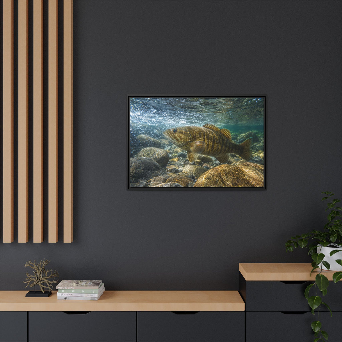 Current Seam Smallmouth Bass framed canvas wall art, view 6