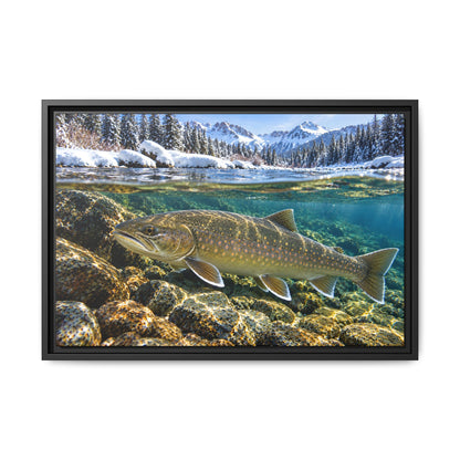 Snowy Mountain River Bull Trout framed canvas, 24x16 size view