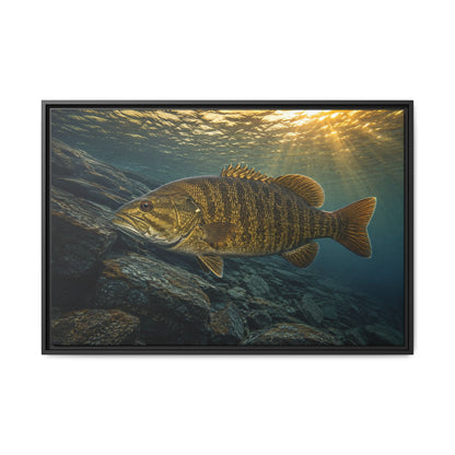 Northern Sunrise Smallmouth Bass framed canvas wall art