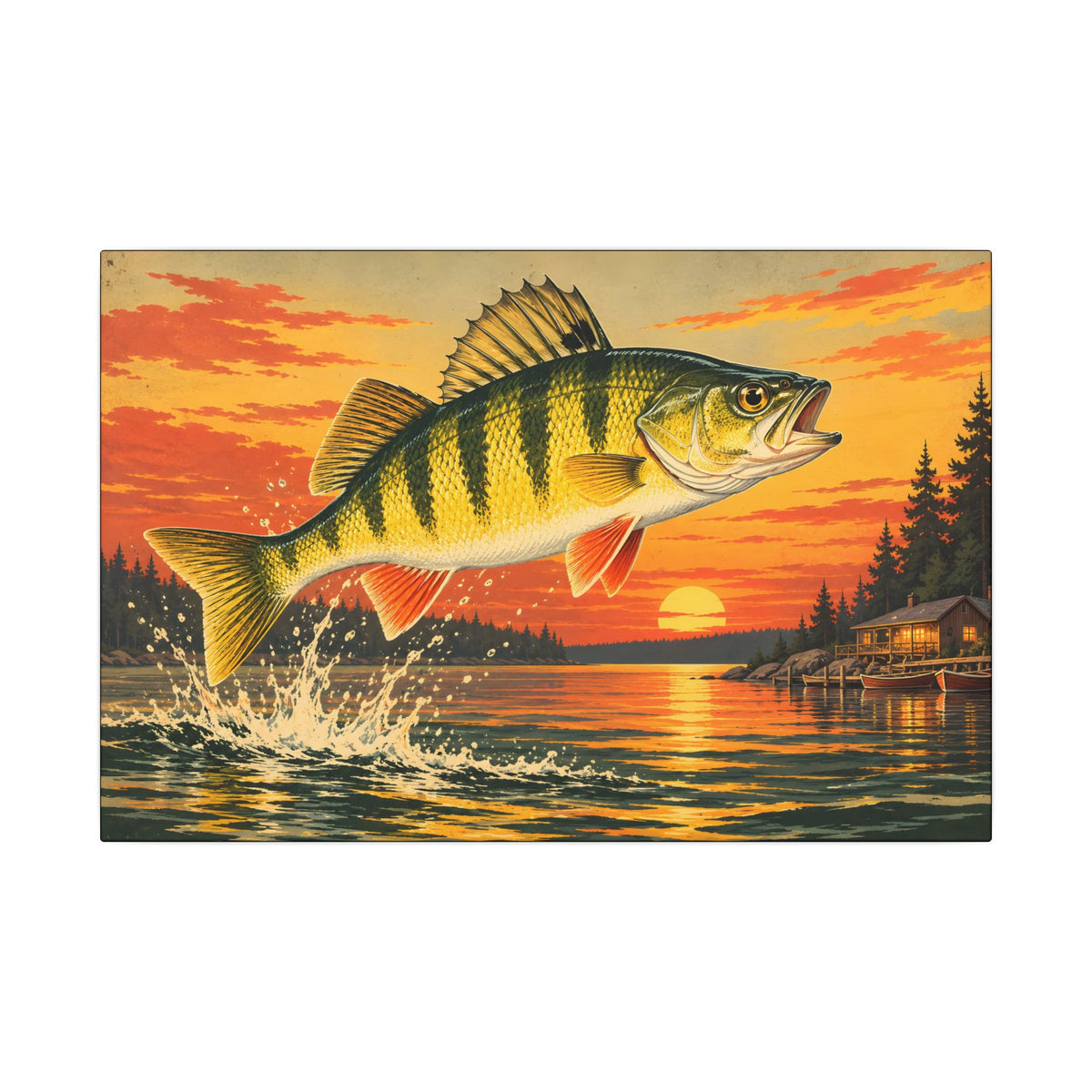 Sunset Leap Yellow Perch canvas wall art