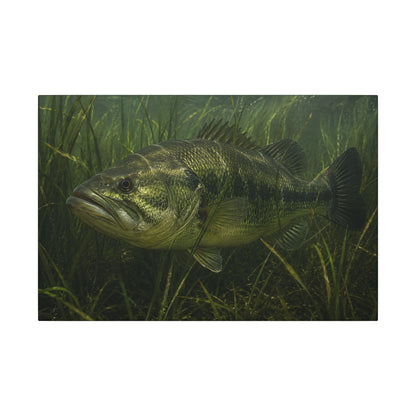 Grass Bed Ambush Largemouth Bass canvas, 24x16 size view