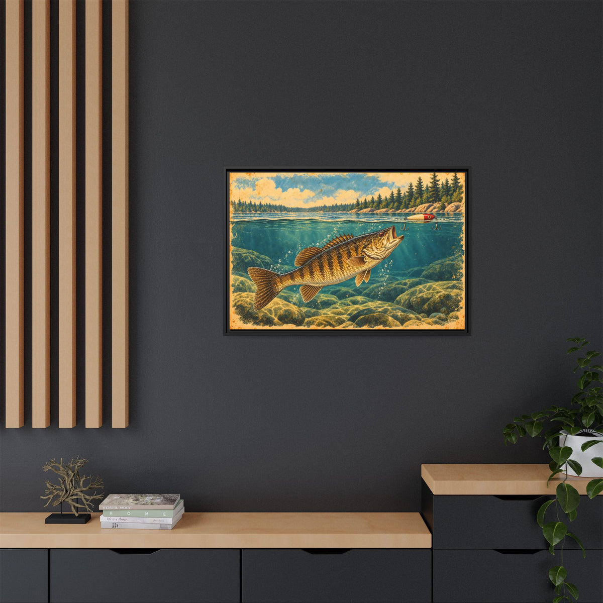 Vintage Topwater Smallmouth Framed Canvas wall art, view 6