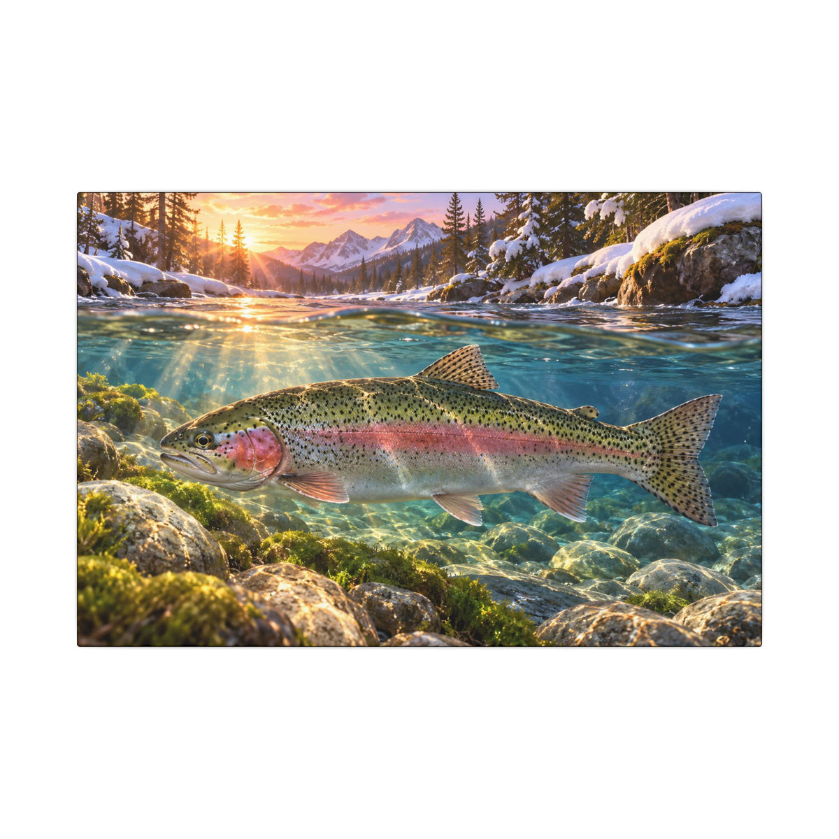 Snowmelt Sunrise Rainbow Trout canvas wall art – photo 1