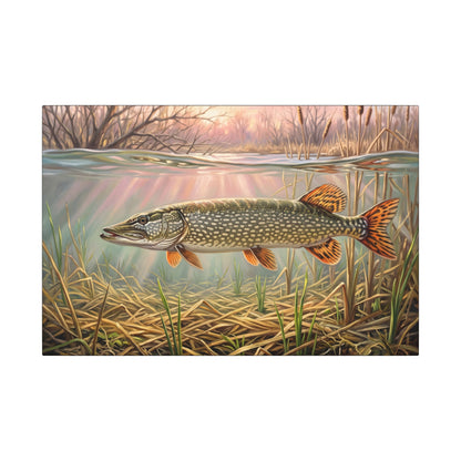 Flooded Marsh Northern Pike canvas, 24x16 size view