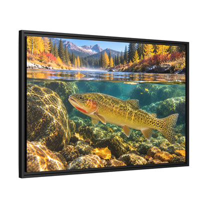 St. Joe Autumn Cutthroat Trout framed canvas, side angle