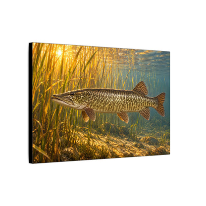 Tiger Muskie in Golden Reeds Canvas wall art, view 4