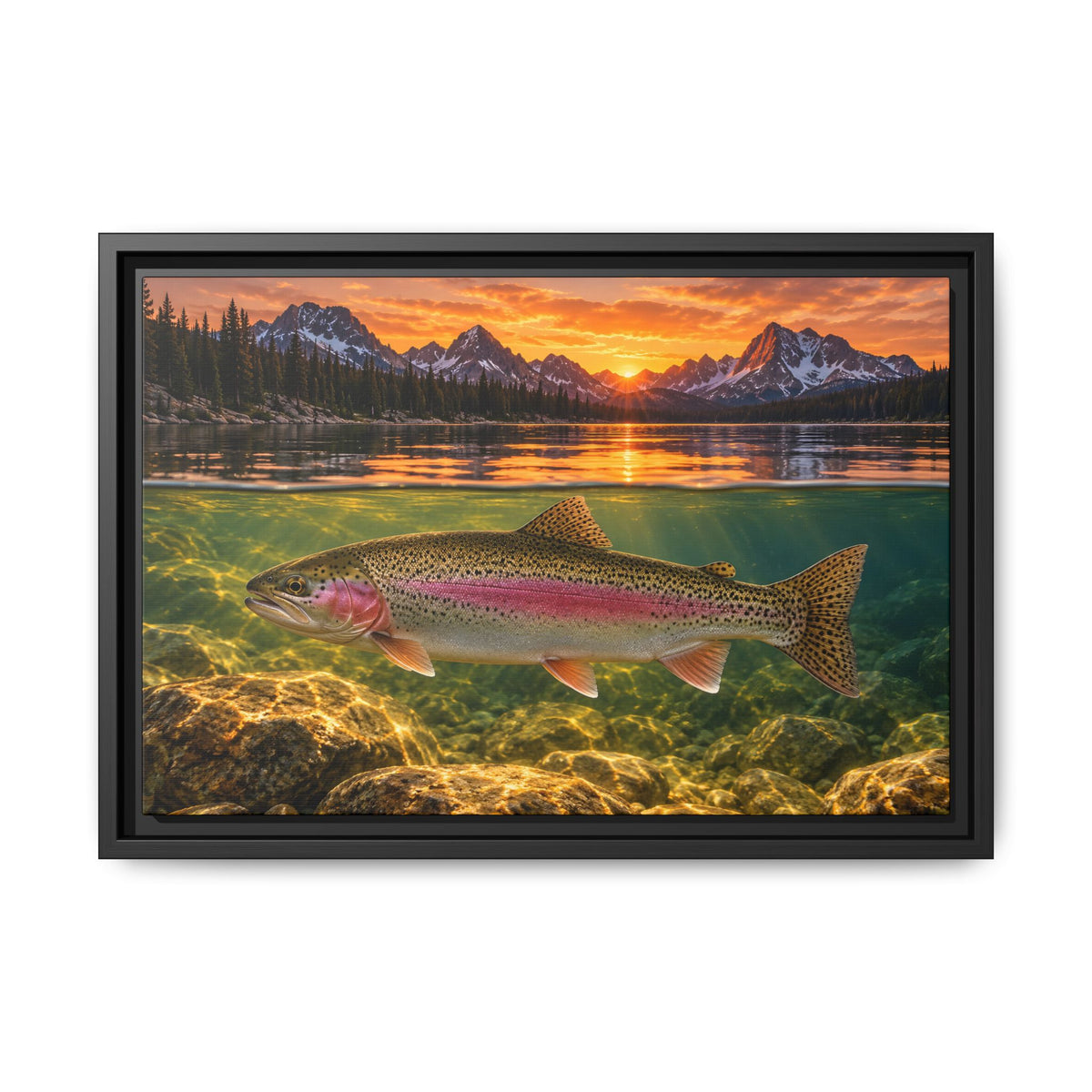 Alpine Over-Under Rainbow Trout framed canvas wall art – photo 2