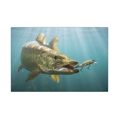 Chrome Jerkbait Strike Muskie canvas, 18x12 size view