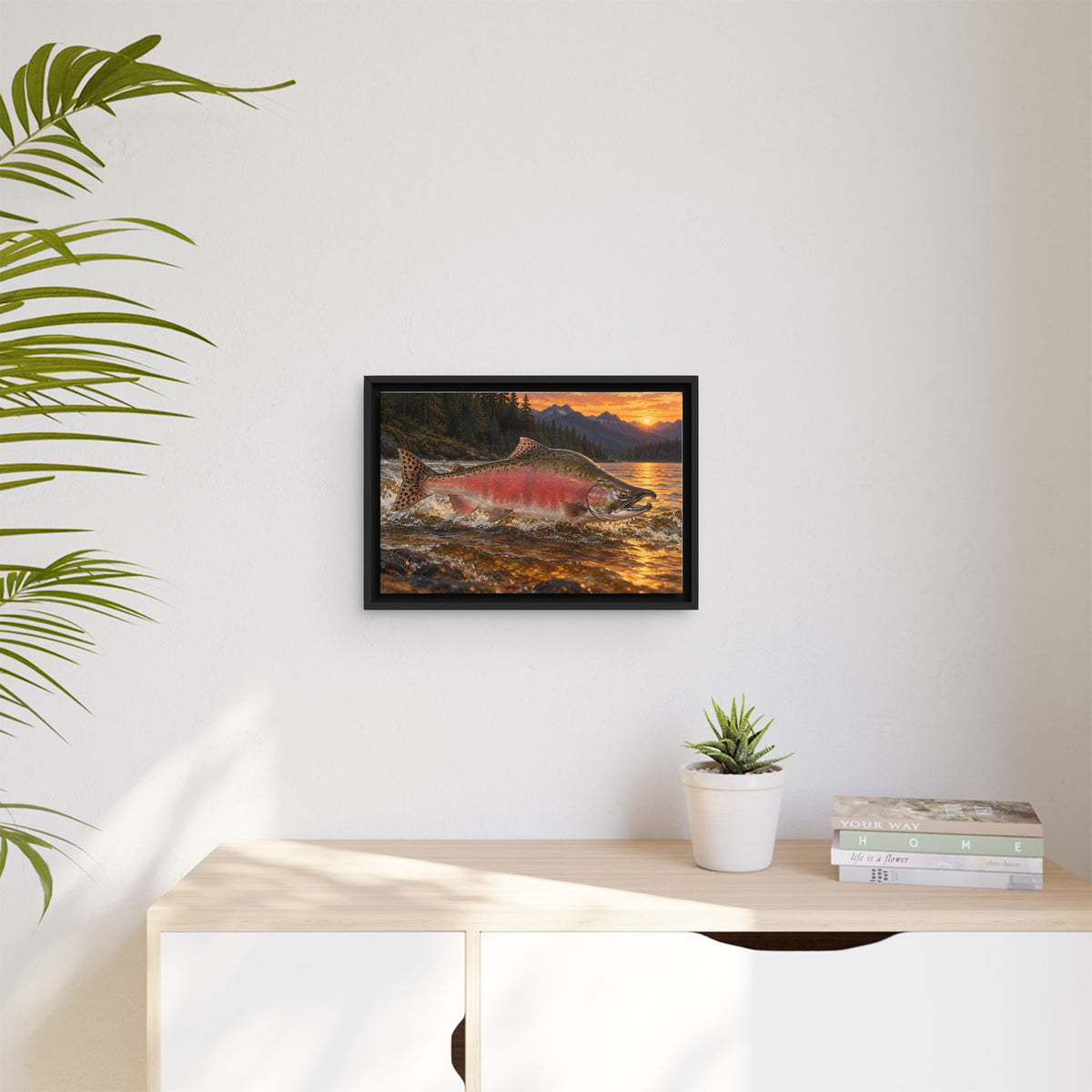 River Light Pink Salmon framed canvas wall art, view 5