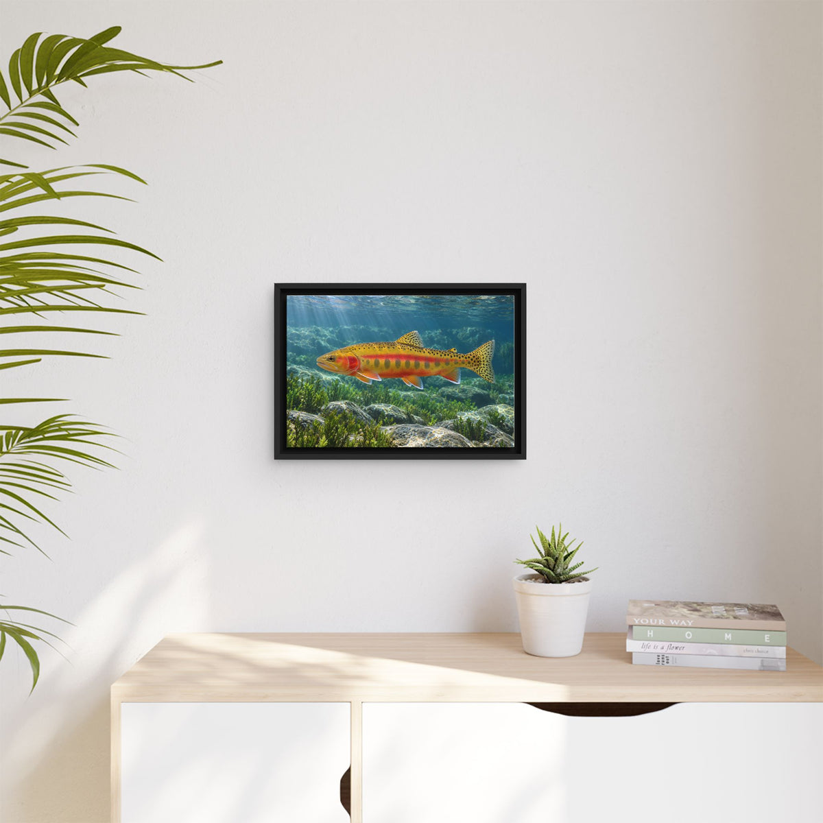 Gliding Through Sierra Waters Golden Trout framed canvas wall art, view 5