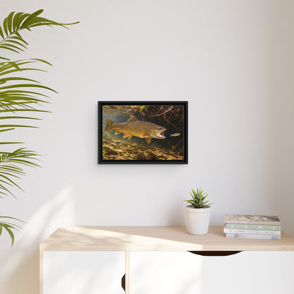 Grassy Bank Strike Tiger Trout framed canvas wall art, view 5