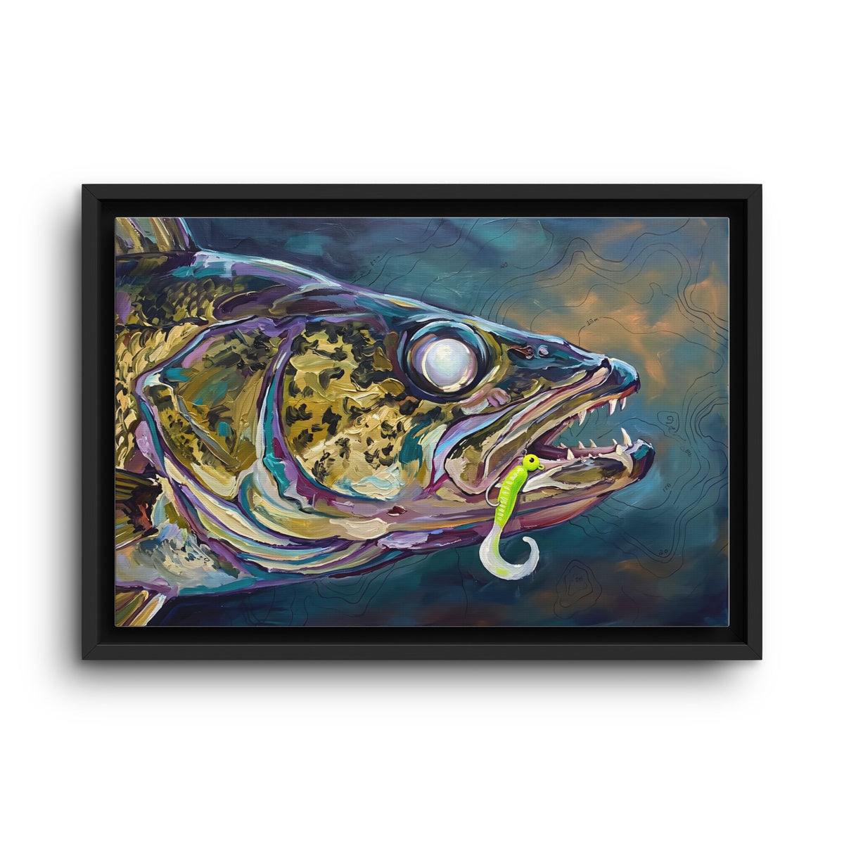 Legends Bold Close-Up Twilight Walleye framed canvas wall art