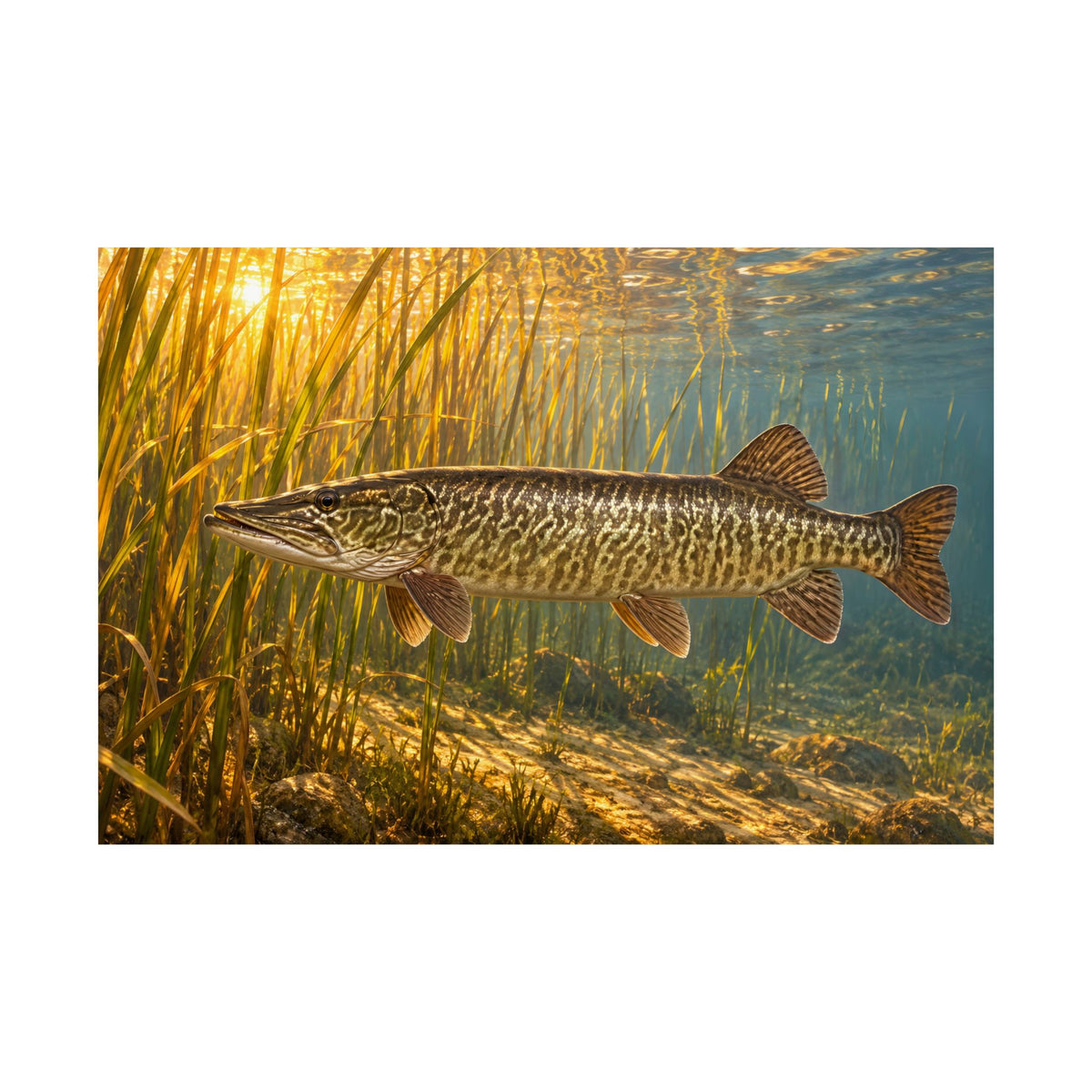 Golden Reeds Tiger Muskie poster wall art, view 4