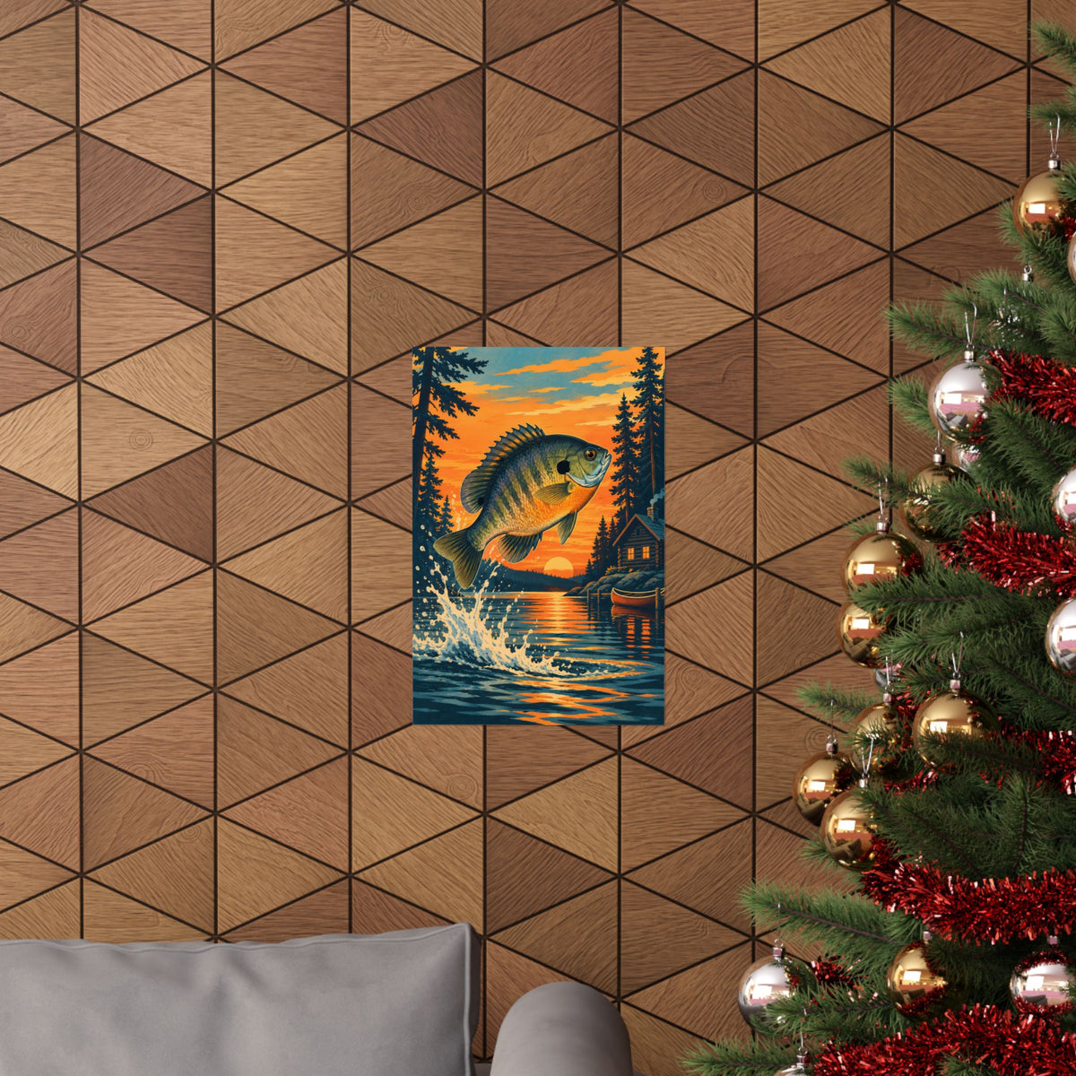 Lake Cabin Sunset Bluegill poster wall art, view 6