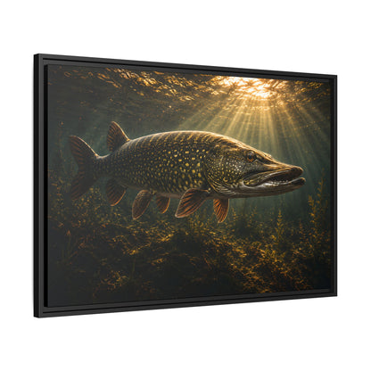 The Encounter Northern Pike framed canvas side angle