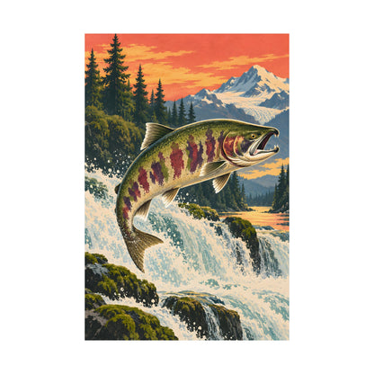 Glacier Falls Leap Chum Salmon vertical poster wall art, view 4