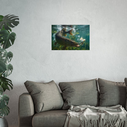 Northern Pike Spinnerbait Strike Fine Art Print — Museum-Quality Giclée for Anglers
