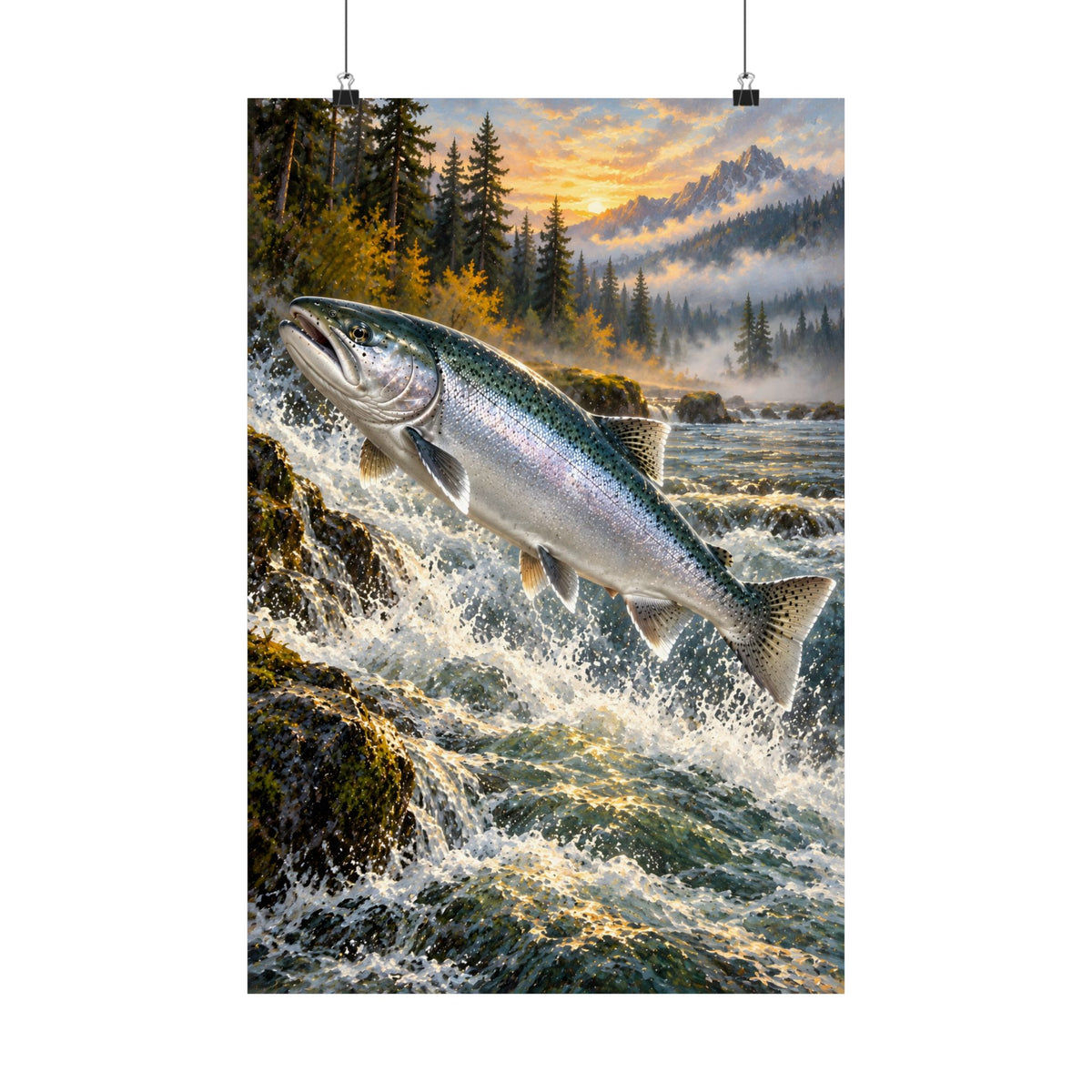 Silver Run Coho Salmon vertical poster wall art, 16x24 size view