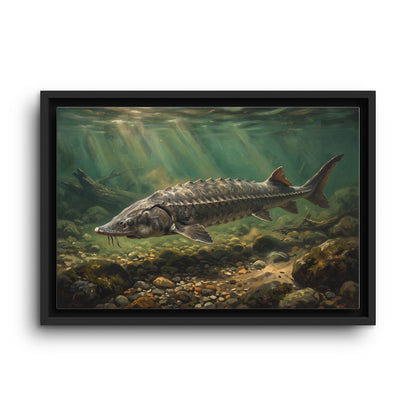 Lake Sturgeon Gravel Run framed canvas wall art