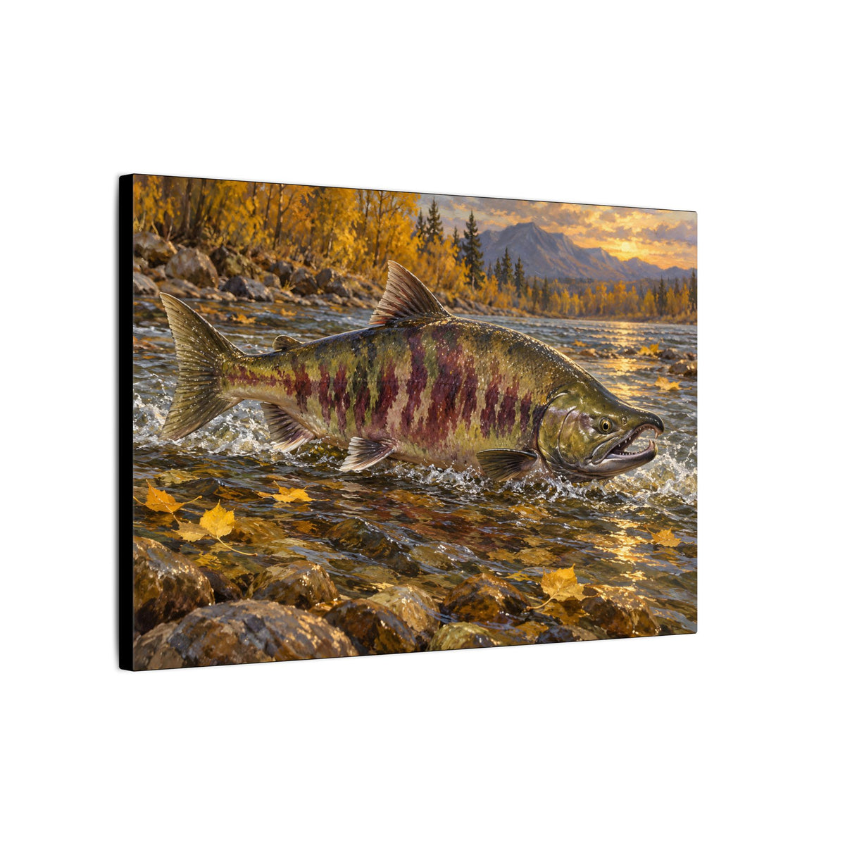 Autumn Riffle Chum Salmon canvas wall art, view 4