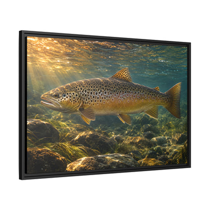 Autumn Run Brown Trout framed canvas wall art, view 4