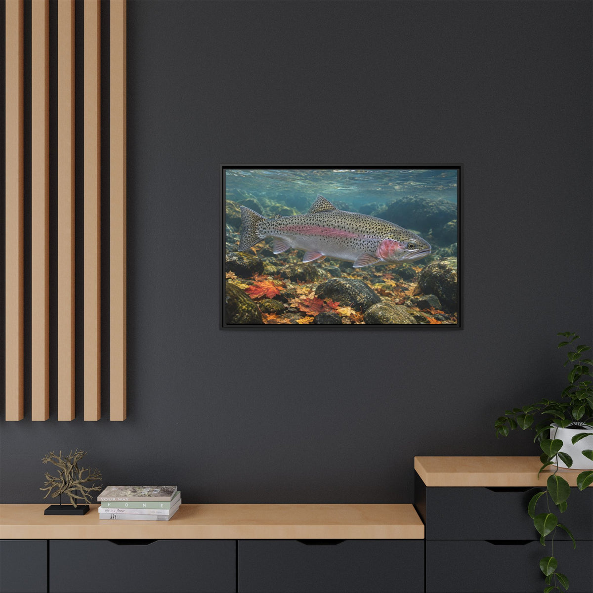 Autumn Rainbow Rainbow Trout framed canvas wall art, view 6