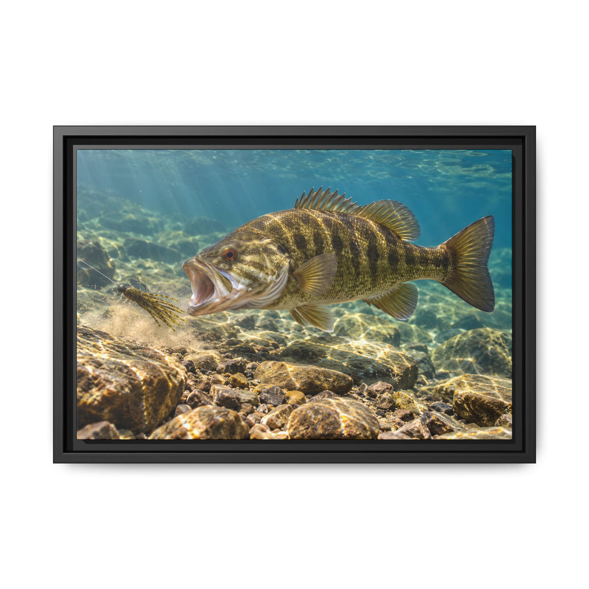 Tube Bait Ambush Smallmouth Framed Canvas wall art, view 2