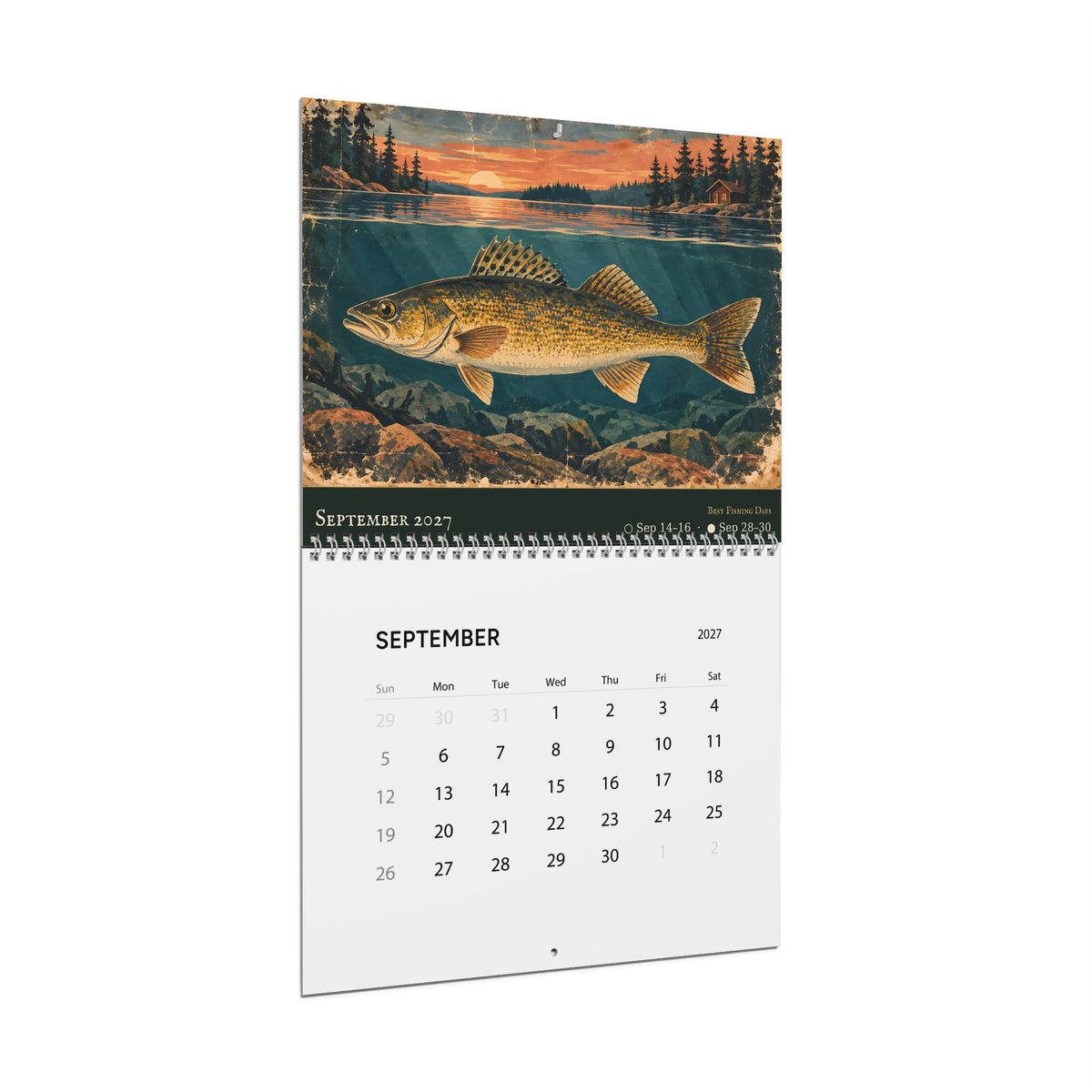 2027 Walleye Wall Calendar — Fish Art with Best Fishing Days