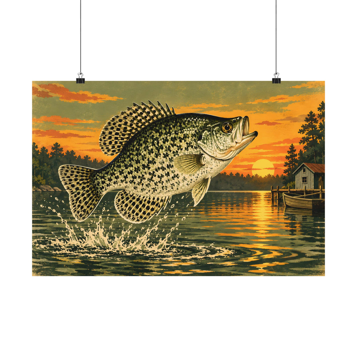 Sunset Camp Crappie poster wall art