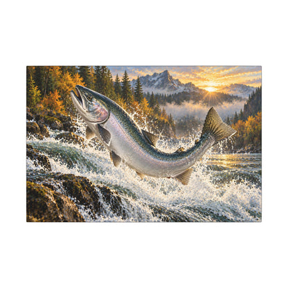 Sunrise Leap Coho Salmon canvas, 24x16 size view