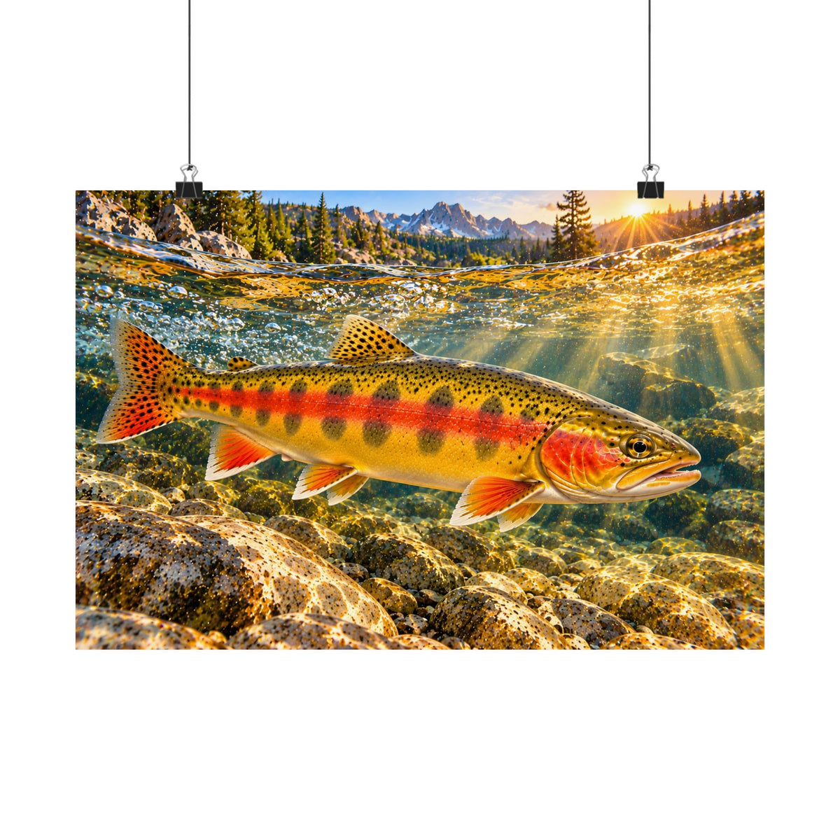 Mountain Sunrise Golden Trout poster wall art, view 2