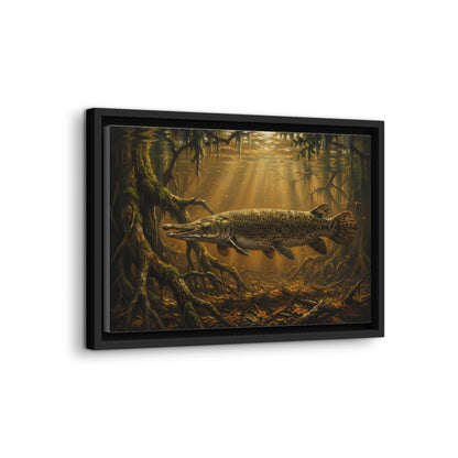Alligator Gar Bayou framed canvas wall art, view 4