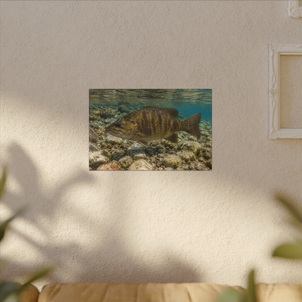 Rocky Riverbed Smallmouth Bass canvas wall art, view 5