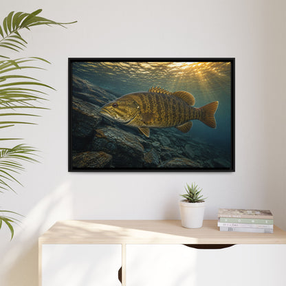 Northern Sunrise Smallmouth Bass framed canvas wall art, view 5